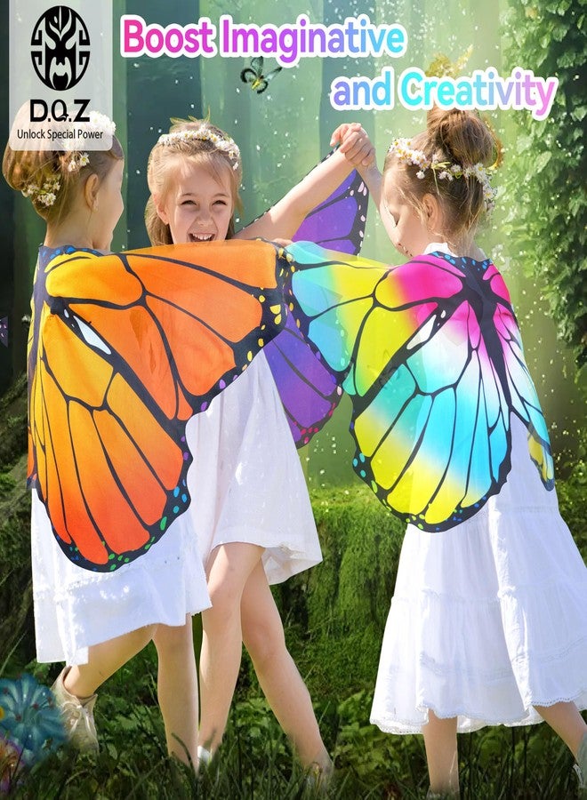 D.Q.Z Fairy Butterfly-Wings Costumes for Girls Dress Up Clothes Rainbow Tutu Mask Headband Role Play Toys for Girl 3-8 Gift (Rainbow) - Image 4